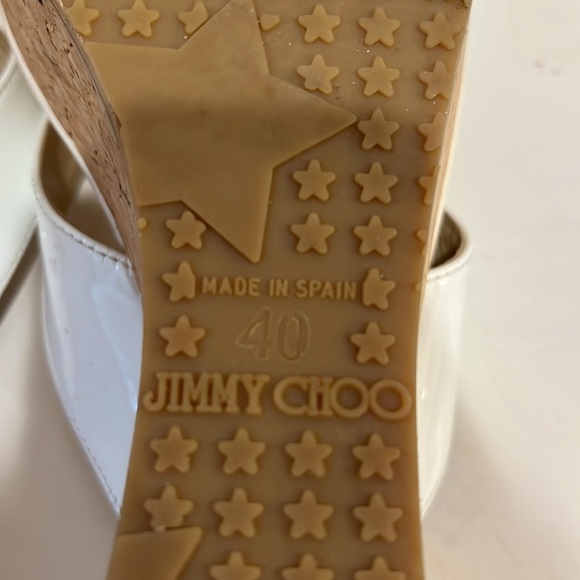 White Patent Leather Jimmy Choo Wedge Sandal. Size Euro 40. - Picture 7 of 11